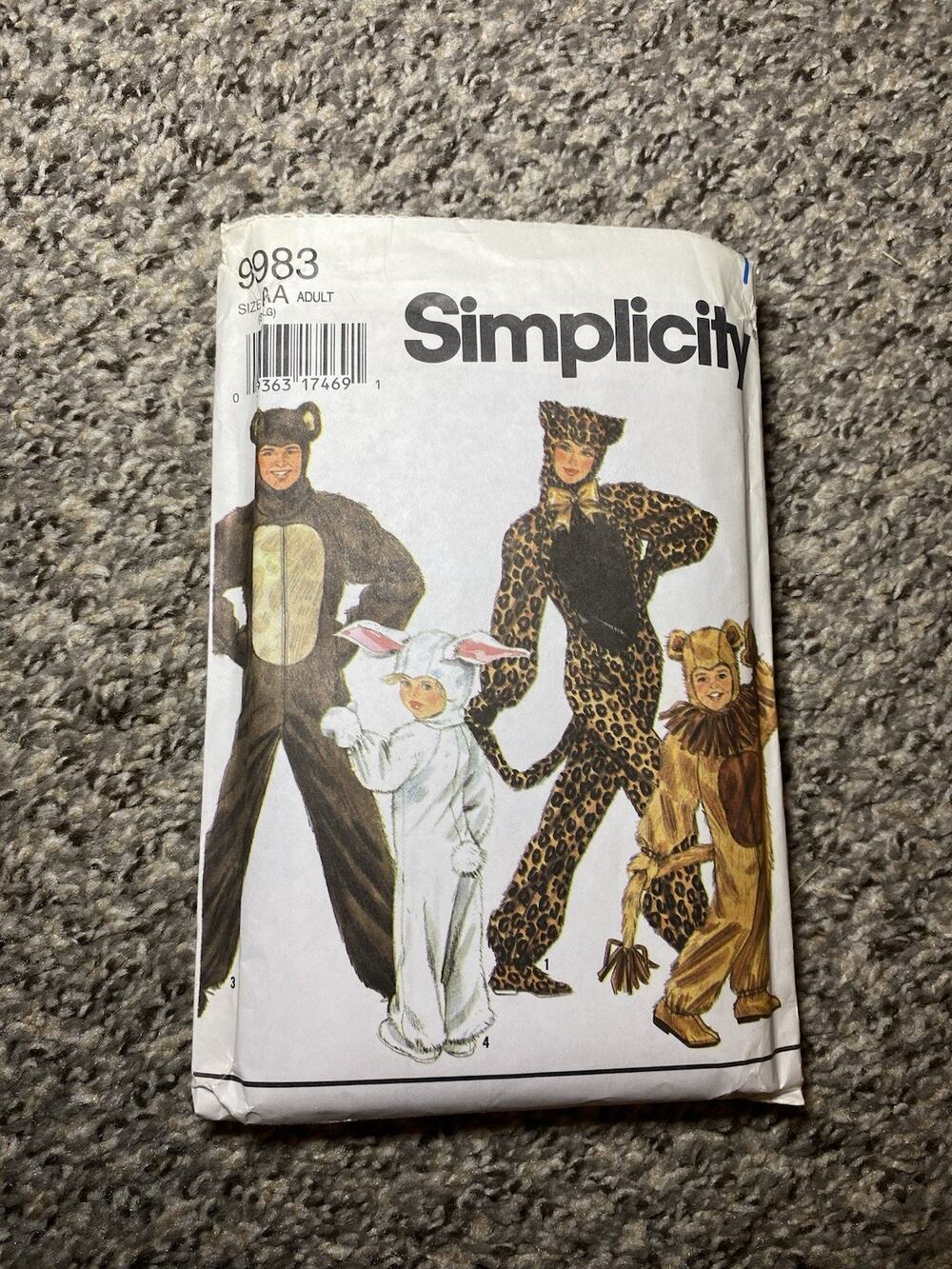 Halloween Sewing Pattern - Simplicity 9810 - Adult Child Animal Costume, S-M-L